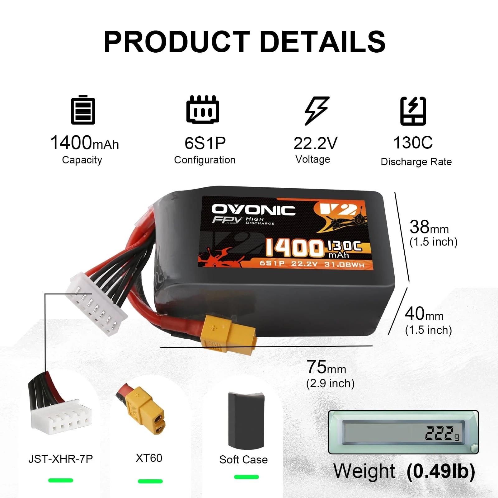 Bateria LiPo Ovonic 6S 1400mAh - Drone Battery Bag avaliação e preço